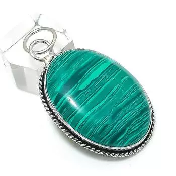 Подвеска из серебра 925 пробы с натуральным малахитом 2,09 дюйма R6Q04