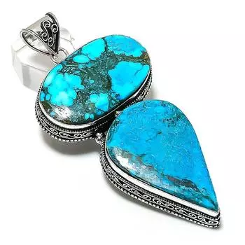 Подвеска из серебра 925 пробы с натуральной тибетской бирюзой 3,55 дюйма C5u51