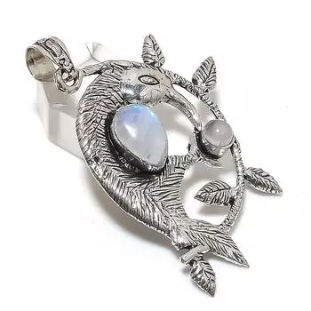 Подвеска из серебра 925 пробы с натуральным лунным камнем 2,56 дюйма N8v21