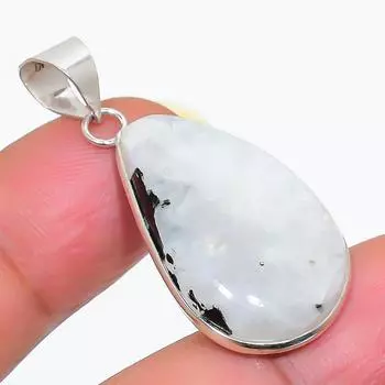 Подвеска из серебра 925 пробы с натуральным лунным камнем 1,58 дюйма l2K67