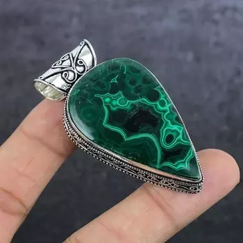 Подвеска из серебра 925 пробы с натуральным малахитом 2,48 дюйма j2i59