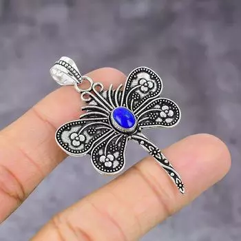 Подвеска из серебра 925 пробы с натуральным лазуритом, ручная работа, 2,21 дюйма, A7m19