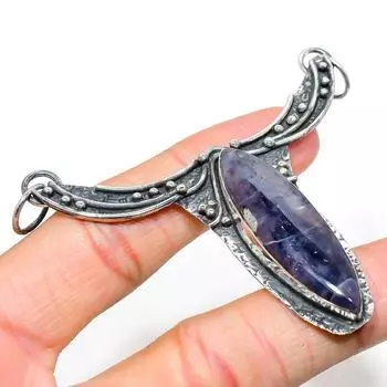 Подвеска из серебра 925 пробы с натуральным солнечным камнем в форме лолита 2,88 дюйма H2y39