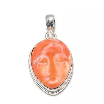 Подвеска из серебра 925 пробы с натуральным оранжевым бирюзовым драгоценным камнем 1,58 дюйма R5D78