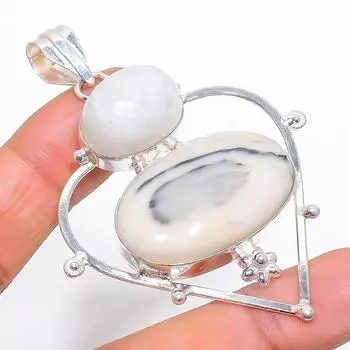 Подвеска из серебра 925 пробы с натуральным радужным лунным камнем 2,76 дюйма K6R93