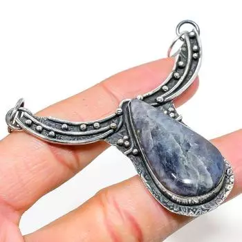 Подвеска из серебра 925 пробы с натуральным солнечным камнем в форме лолита 2,68 дюйма H2S10