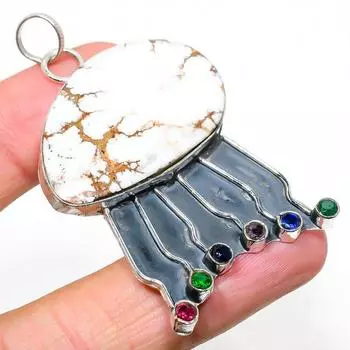 Подвеска из серебра 925 пробы с натуральным диким конем и диопсидом 2,48 дюйма K2J34