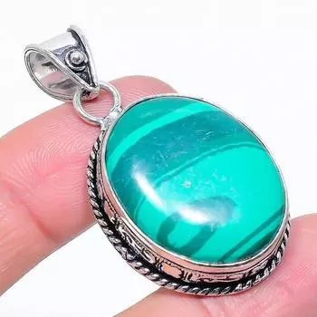 Подвеска из серебра 925 пробы с натуральным малахитом, ручная работа, 1,89 дюйма K6p88