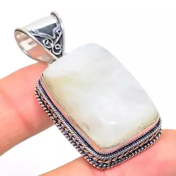 Подвеска из серебра 925 пробы с натуральным радужным лунным камнем 1,89 дюйма f6L81