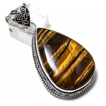 Подвеска из серебра 925 пробы с натуральным тигровым глазом, ручная работа, 2,36 дюйма, D1g08