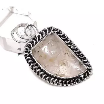 Подвеска из серебра 925 пробы с натуральным золотым рутилом, ручная работа, 1,97 дюйма, T2o40