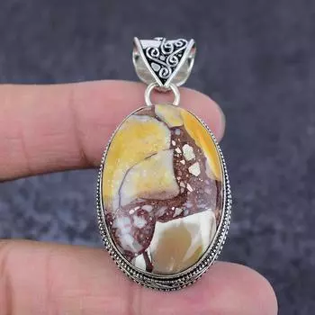 Подвеска из серебра 925 пробы с натуральным камнем в виде дикой лошади, 2,17 дюйма Y4O46