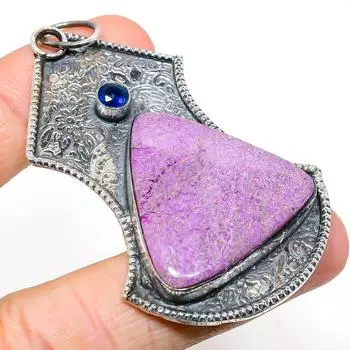 Подвеска из серебра 925 пробы с натуральным пурпуритом, топазом, 2,96 дюйма, b9Z67