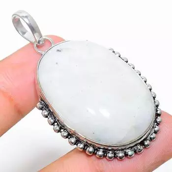 Подвеска из серебра 925 пробы с натуральным радужным лунным камнем 2,09 дюйма E8v88