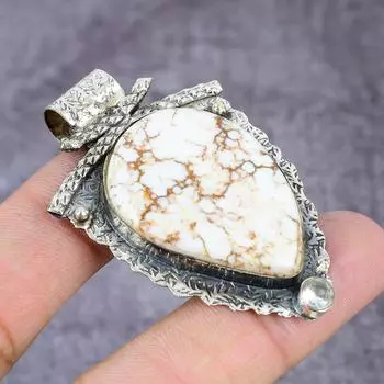 Подвеска из серебра 925 пробы с натуральным диким конем и белым топазом 2,22 дюйма C2p16