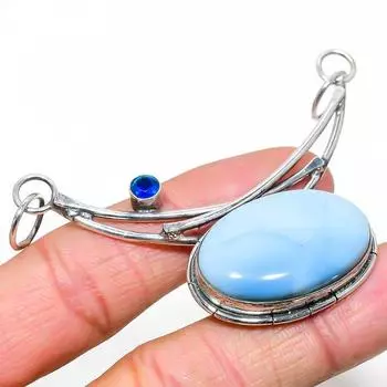 Подвеска из серебра 925 пробы с натуральным опалом Оуайи и голубым топазом 2,44 дюйма v1M99