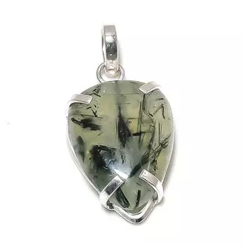 Подвеска из серебра 925 пробы с натуральным пренитом, ручная работа, 1,77 дюйма q6E20