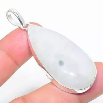 Подвеска из серебра 925 пробы с натуральным радужным лунным камнем 2,36 дюйма E4q43