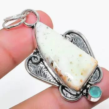 Подвеска из серебра 925 пробы с натуральным хризопразом и халцедоном 2,29 дюйма k0c22