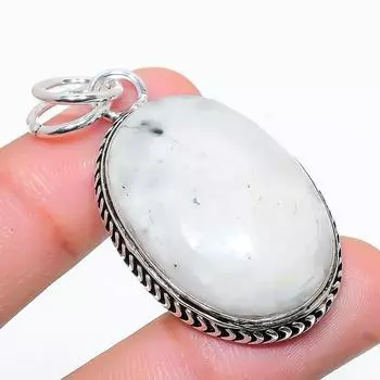 Подвеска из серебра 925 пробы с натуральным радужным лунным камнем 1,97 дюйма b5Z17