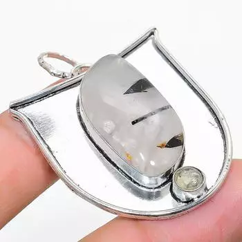 Подвеска из серебра 925 пробы с натуральным черным рутилом и цитрином 1,89 дюйма o2T85