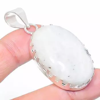 Подвеска из серебра 925 пробы с натуральным радужным лунным камнем 2,13 дюйма P8L19