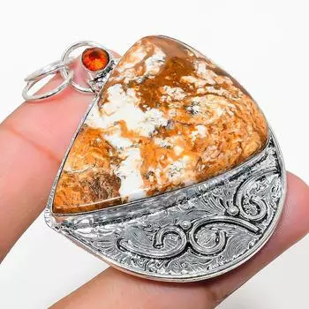 Подвеска из серебра 925 пробы с натуральным диким конем и гранатом 2,36 дюйма j2c10