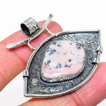 Подвеска из серебра 925 пробы с натуральным розовым опалом, ручная работа, 1,73 дюйма, p3a33