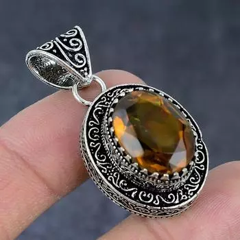 Подвеска из серебра 925 пробы с натуральным медовым топазом 1,77 дюйма b8p21