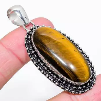 Подвеска из серебра 925 пробы с натуральным тигровым глазом, ручная работа, 2,36 дюйма, U3o50