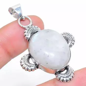 Подвеска из серебра 925 пробы с натуральным радужным лунным камнем 1,93 дюйма P3Z39