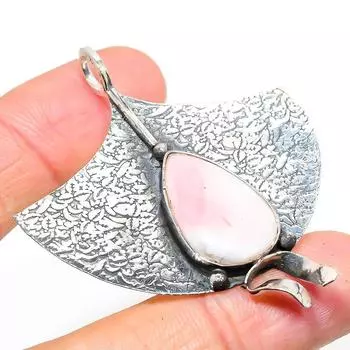 Подвеска из серебра 925 пробы с натуральным розовым опалом, ручная работа, 2,36 дюйма F0B76