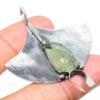 Подвеска из серебра 925 пробы с натуральным пренитом, ручная работа, 2,36 дюйма, A5T35