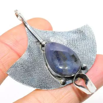 Подвеска из серебра 925 пробы с натуральным солнечным камнем в форме лолита 2,56 дюйма R1K35