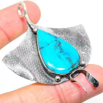 Подвеска из серебра 925 пробы с натуральным спящим бирюзовым камнем 2,56 дюйма h6L57