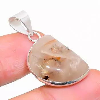 Подвеска из серебра 925 пробы с натуральным золотым рутилом, ручная работа, 1,34 дюйма V3E43