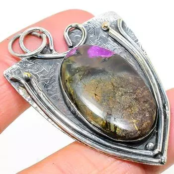 Подвеска из серебра 925 пробы с натуральным пурпуритом ручной работы 2,36 дюйма N2p79