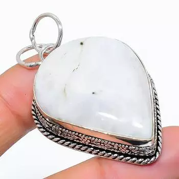 Подвеска из серебра 925 пробы с натуральным радужным лунным камнем 2,17 дюйма M9U75