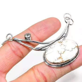 Подвеска из серебра 925 пробы с натуральным диким конем и белым топазом 2,52 дюйма S1p10