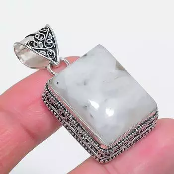 Подвеска из серебра 925 пробы с натуральным лунным камнем 1,85 дюйма b9F78