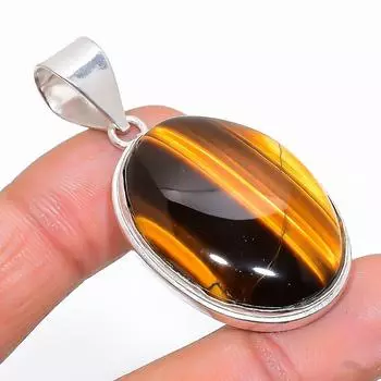 Подвеска из серебра 925 пробы с натуральным тигровым глазом ручной работы 1,97 дюйма G6g84