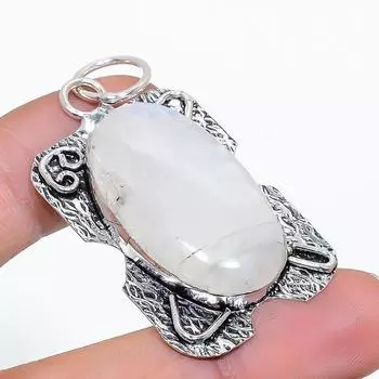 Подвеска из серебра 925 пробы с натуральным радужным лунным камнем ручной работы 2,09 дюйма a7v28