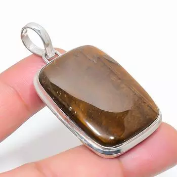 Подвеска из серебра 925 пробы с натуральным тигровым глазом ручной работы 2,05 дюйма E9E11