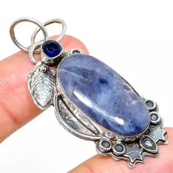 Подвеска из серебра 925 пробы с натуральным солнечным камнем в цвете Лолит, топаз 2,09 дюйма y4n93