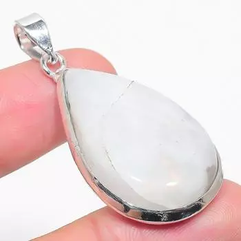 Подвеска из серебра 925 пробы с натуральным радужным лунным камнем 2,01 дюйма b3s07