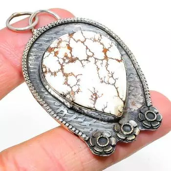 Подвеска из серебра 925 пробы с натуральным диким конем, ручная работа, 2,56 дюйма, g6S35