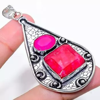 Подвеска из серебра 925 пробы с натуральным драгоценным камнем рубином 2,96 дюйма Z7v64