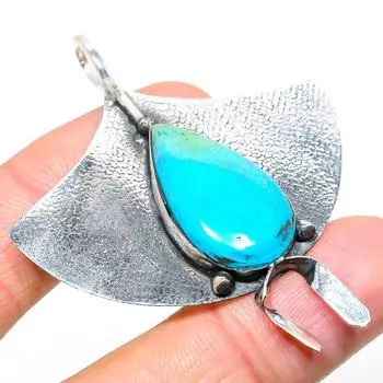 Подвеска из серебра 925 пробы с натуральным спящим бирюзовым камнем 2,52 дюйма q0L01