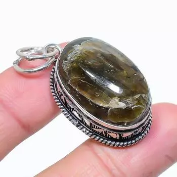 Подвеска из серебра 925 пробы с натуральным лабрадоритом ручной работы 1,77 дюйма i1O00