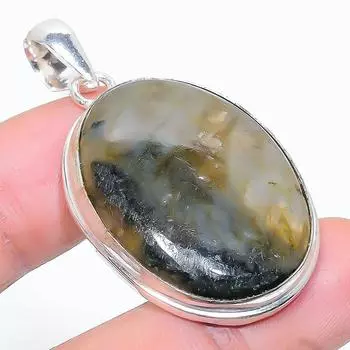 Подвеска из серебра 925 пробы с натуральным лабрадоритом ручной работы 1,85 дюйма s9W46
